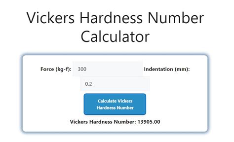 hv trskeress|Vickers Hardness Number Calculator